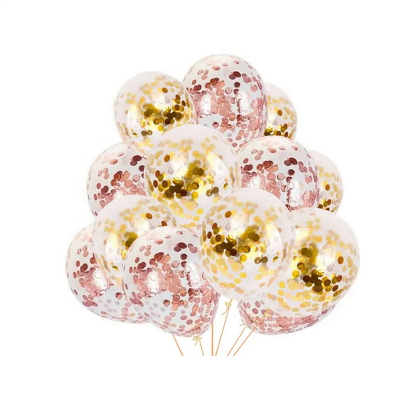 Birthday Party 12 18 36 Inch Latex Transparent Clear Ballon Set Rose Gold Confetti Balloons with Tassels