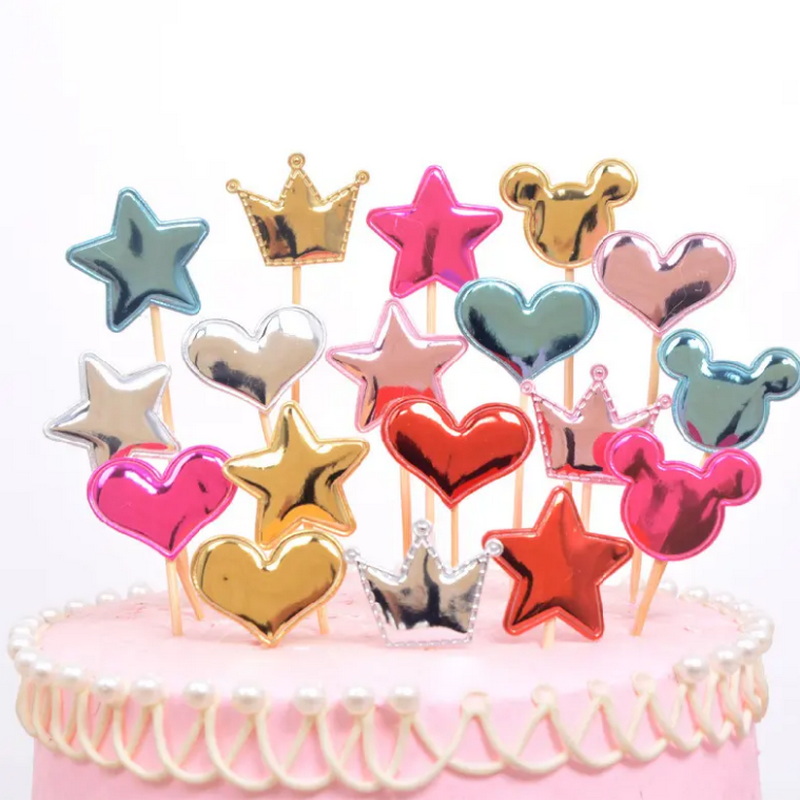 Bake Cake Insert Decorating Party Supplies Bow Star Happy Birthday Cake Topper Baking Supplies