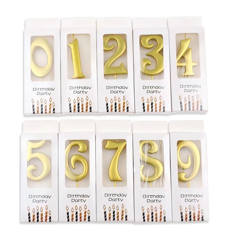 Birthday Digital Candles Gold-plated Craft Number Candles Lights Creative Cake Baking Candle Birthday Decor Party Supplies