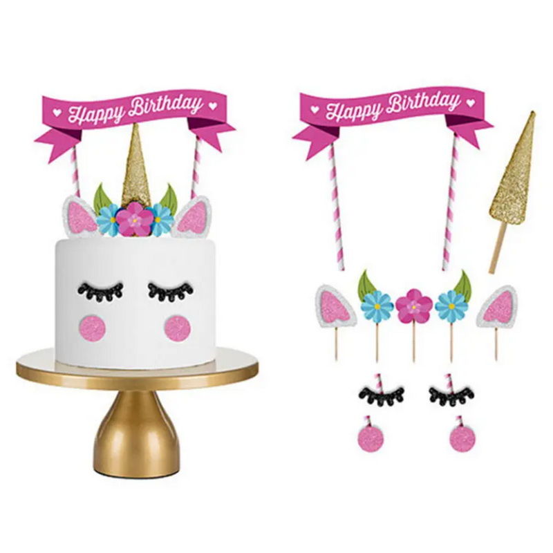 Happy Birthday Cake Topper Unicorn Cake Topper Set Unicorn Party Supplies for Baby Birthday Party