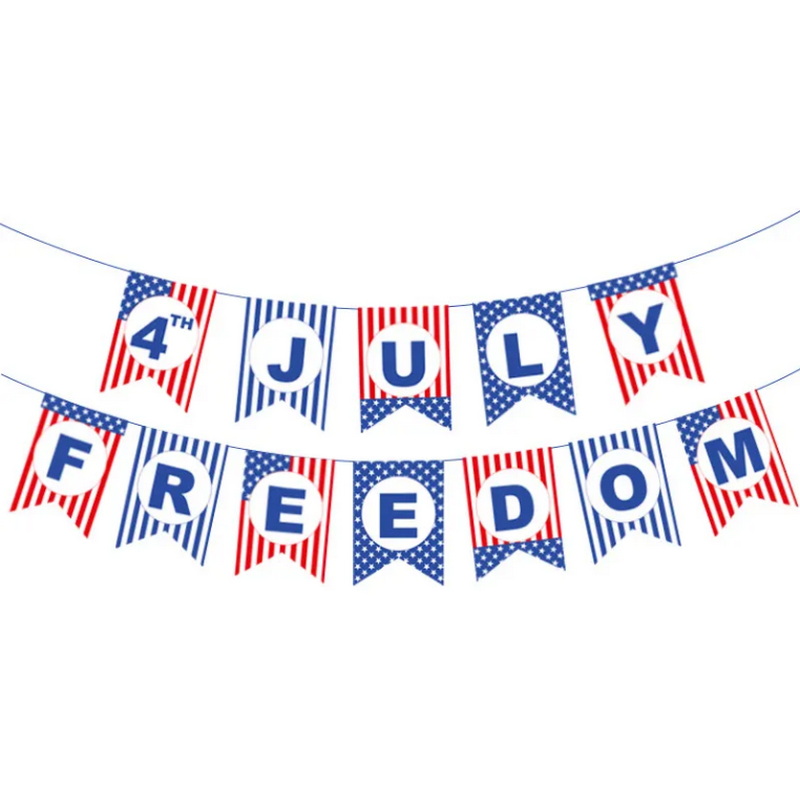 Independence Day USA Bunting Banner Red Blue Stars Stripes Banner Garland Home Party Decoration