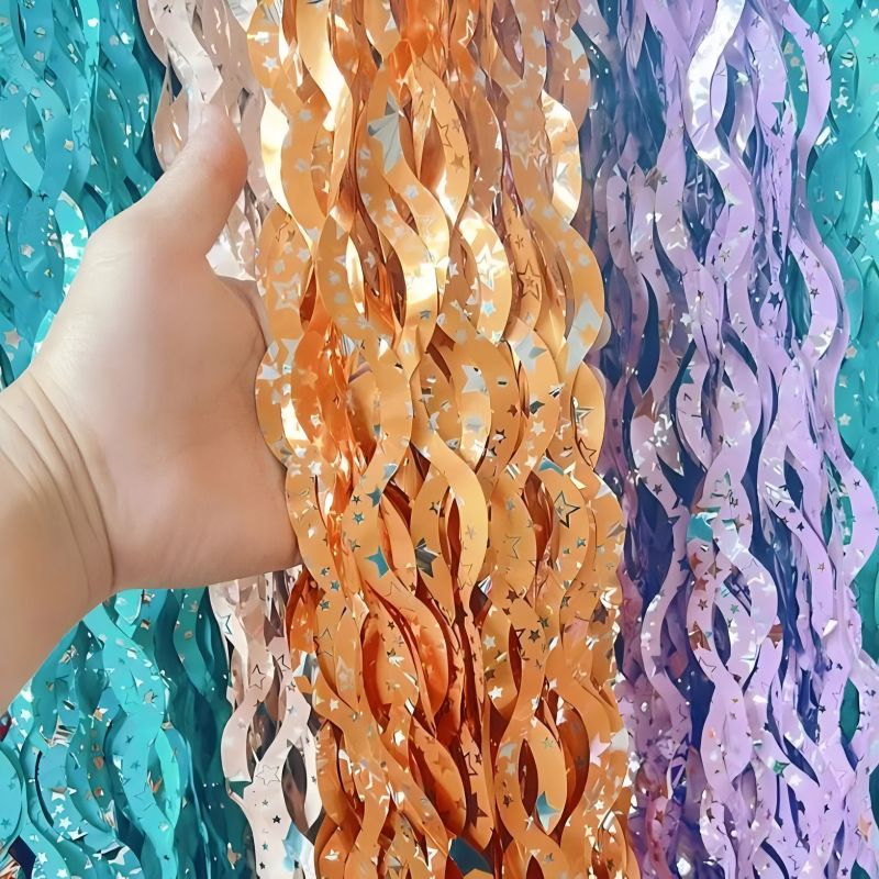 1*2M Birthday Wedding Foil Curtain Photo Booth Decorations Tinsel Foil Fringe Backdrop Curtains