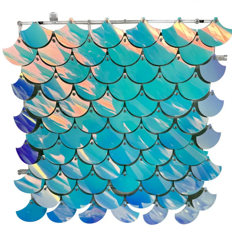 wholesale interlock iridescent blue shimmer wall for party