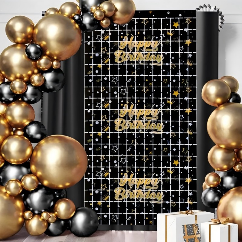 2Meters Happy Birthday Printing Foil Curtain Backdrops Birthday Party Decorations Sequin Wall Backdrop Wedding Party Backdrop