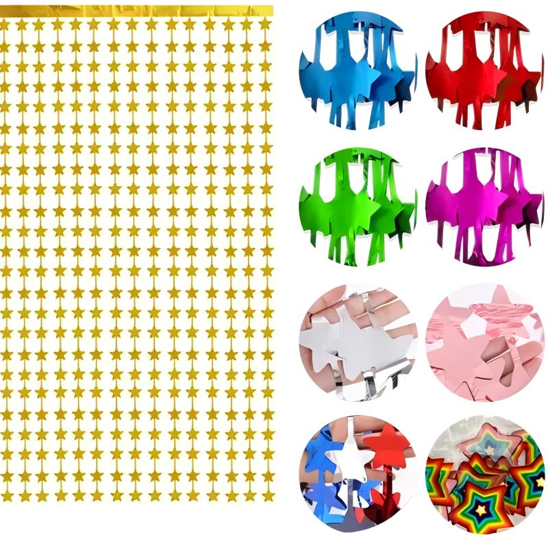 High Quality Birthday Backdrop Background Wall Hanging 1*2m Star Foil Fringe Curtains Party Decoration