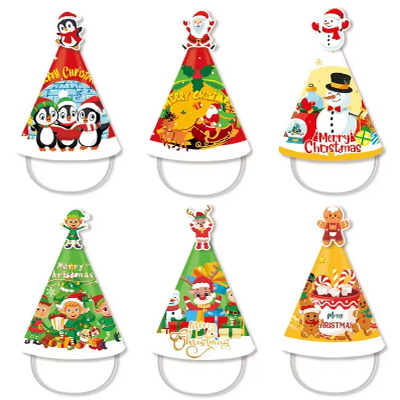 6PCS Metallic Foil Cone Glitter Paper Art Craft Hat for Christmas and Birthday Parties