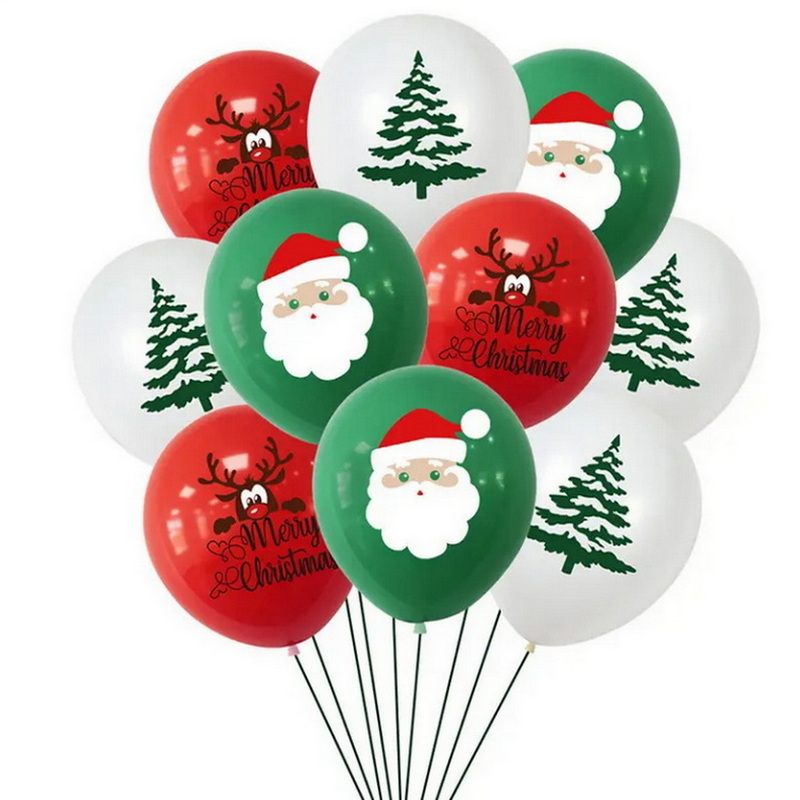 Christmas Balloon Set Monochrome Santa Claus fawn cartoon Pattern Holiday party decoration styling latex balloons