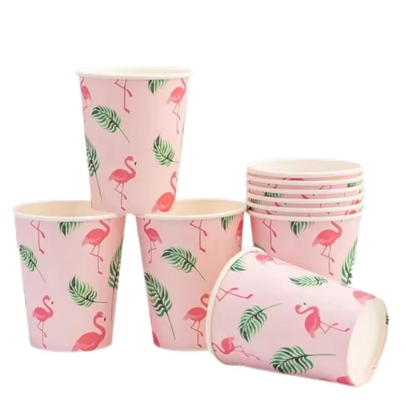 10pcs Flamingo Pattern Disposable Cup