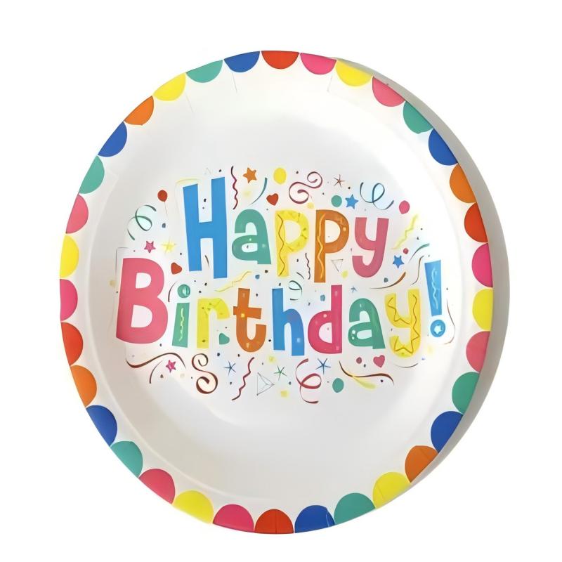 10pcs/set 7 Inch 9 Inch Plates Happy Birthday Party Disposable Tableware Set Forks Knives Spoons Cups For Party Supplies