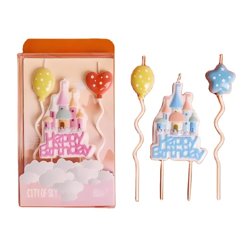 Wholesale Direct Sale Birthday Candle Castle Balloon Theme Candle luxury for Cake Decoration