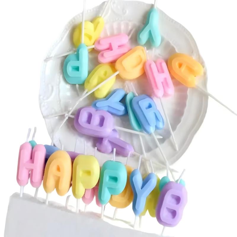 birthday candles Colorful children's party English letters happy cartoon Happy