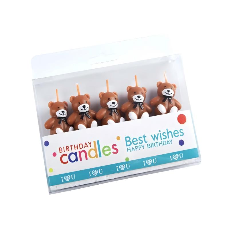 5Pcs/Pack Birthday Cake Candle Cute Bear Shape Decoration Candle For Kid's Birthday Creative Cake Candles