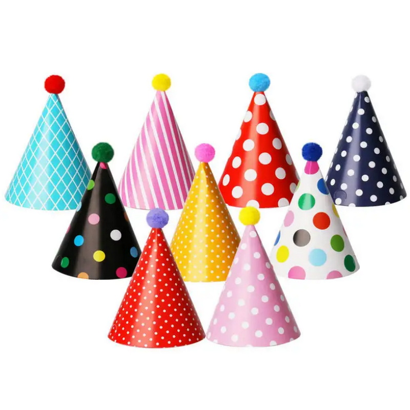 Diy hand made custom colour printed cone 100% paper hat party hats birthday event hat for decoration