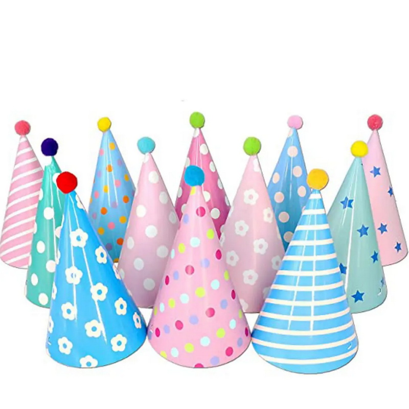 CIVI Birthday Party Hat Colorful Paper Party Hat Children Birthday Party Furry Paper Hat