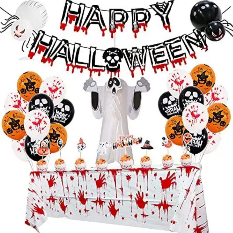 happy halloween theme foil balloon garland arch halloween balloons set party supplies