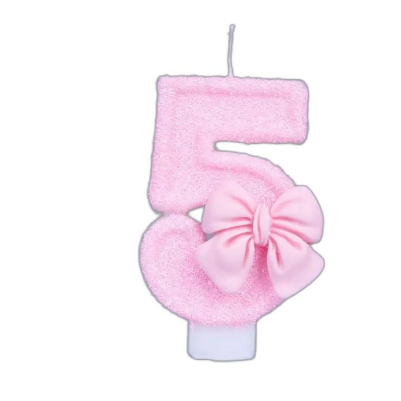 Pink Bow Birthday Number Candle for Birthday Wedding Anniversary Mermaid Themed Party cake candles for birthday