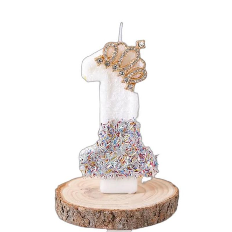 White Crown Cake Candles Topper for Anniversary Celebrations Supplies happy birthday number candles for cake