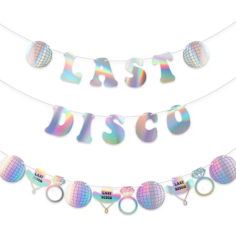 Ychon Last Disco Bachelorette Party Banners Laser color Hanging Paper Banner for Wedding Decoration Party Night
