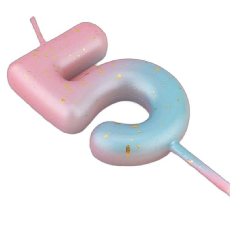 Pink Blue Gradient Birthday Candles for Cake Numeral Letter Birthday Paraffin Wax Candles Decoration for Birthday