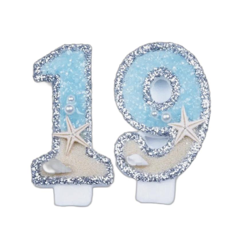 Blue beach theme starfish birthday candle cake decoration number candle birthday