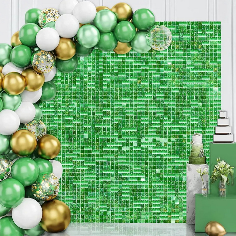 KLS Factory green shimmer wall sequin backdrop panels clear grid panel de fondo de lentejuelas back drop Shimmer Wall Green