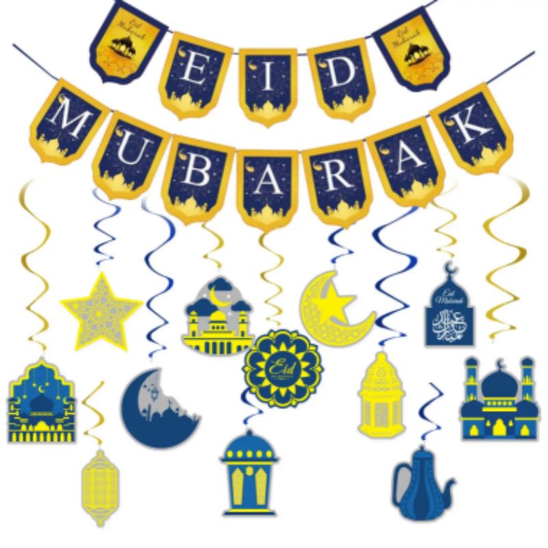 Hot-selling Ramadan Festival Party Banner Supplies Muslim Banners Hemp Flags For Eid Mubarak Festival Home Ornament Supplies
