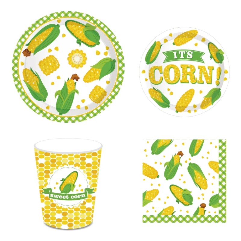 sweet corn disposable tableware set harvest festival paper plates cups napkins for kids birthday fall party supplies