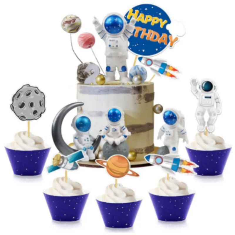 Outer Space Party Supplies Galaxy Cake Topper Decor for Birthday Party Cake Decoration