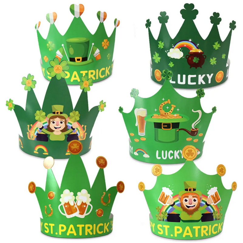 Irish Holiday Lucky Straw Theme Party Decoration Paper Hat Kids Crown Hat St. Patrick's Party Hat