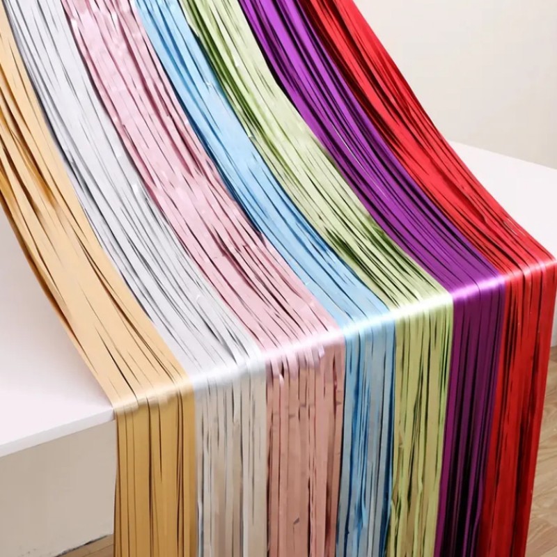 1x2m matt Metal rain curtain for party decoration wedding suppliers Colorful Tinsel Foil Metallic Fringe wall curtain Background