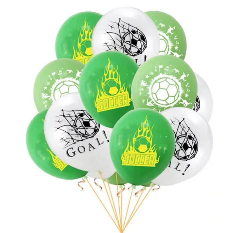 12PCS Set Youlun New Latex Green White Wholesale Football Soccer Goal Balloons For Football Games Birthday