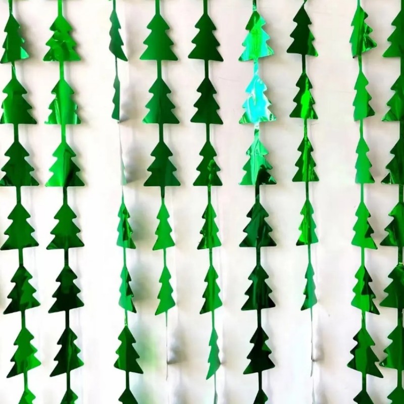 Christmas Tree Foil Fringe Curtains Metallic Garland Streamers Backdrops for Christmas Party Foil Curtain