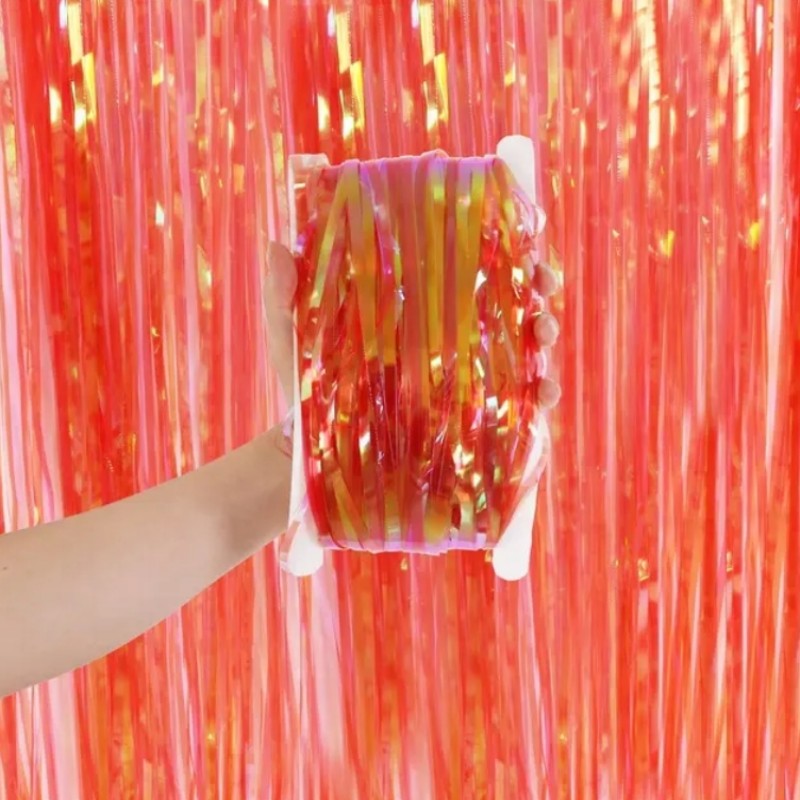 1*2m Rainbow Transparent Metallic Tinsel Photo Booth Wedding Props Glitter Party Background Decorations Foil Fringe Curtain