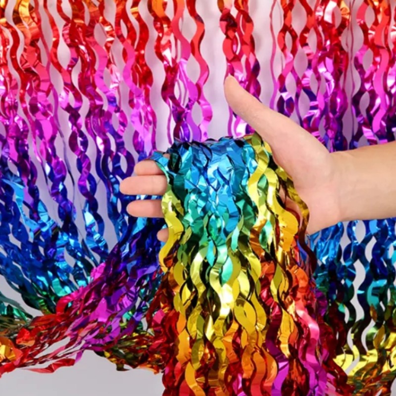 Bachelorette Party Backdrop Curtains Rainbow Tinsel Fringe Foil Curtain Birthday Wedding Decoration Anniversary tinsel curtain