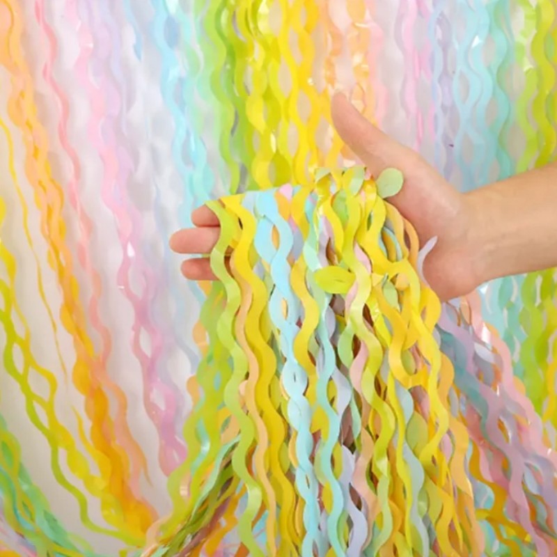 Party Backdrop Curtains Rainbow Tinsel Fringe Foil Curtain Birthday Wedding Decoration Anniversary tinsel curtain
