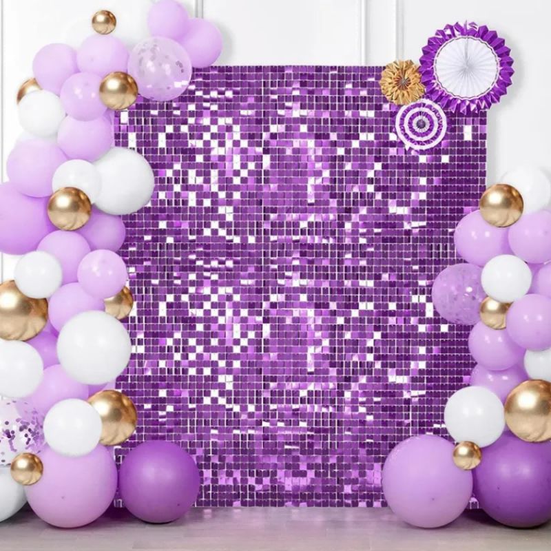 KLS Factory Purple Birthday Party Home Decoration Graduation Decoration Sequins Backdrop Great Shimmer Wall Panels
