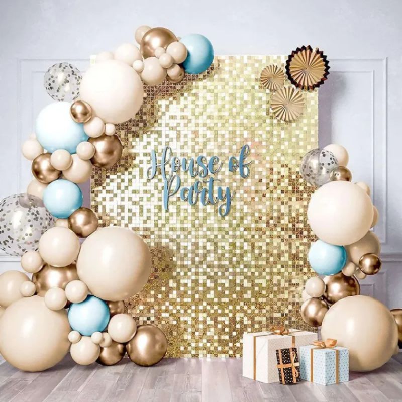 KLS Wedding supplies birthday party decoration pink gold hexagon sequin panel backdrop shimmer wall