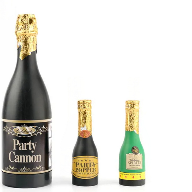 Low Moq Metallic Confetti Popper Wedding Party Bottle Shape Confetti Shooter Poppers