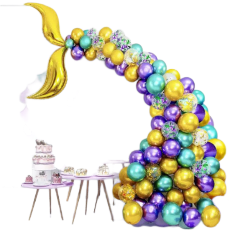 Mermaid Tail Arch Balloon Garland Party supplies Gold Purple confetti latex balloon birthday party decorations