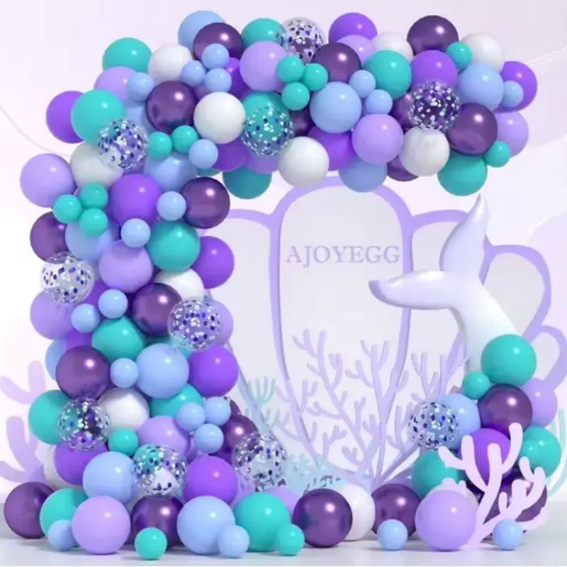 New Purple Mermaid Tail Balloons Garland Kit Latex Balloons Birthday Party Balloons For Happy Birthday Baby Shower Supplies