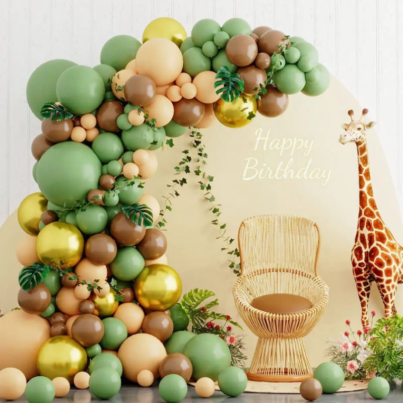 Microstar Retro Coffee Balloon Garland Arch Kits Jungle Theme Balloon Arch Set Happy Birthday Garland Arch Set