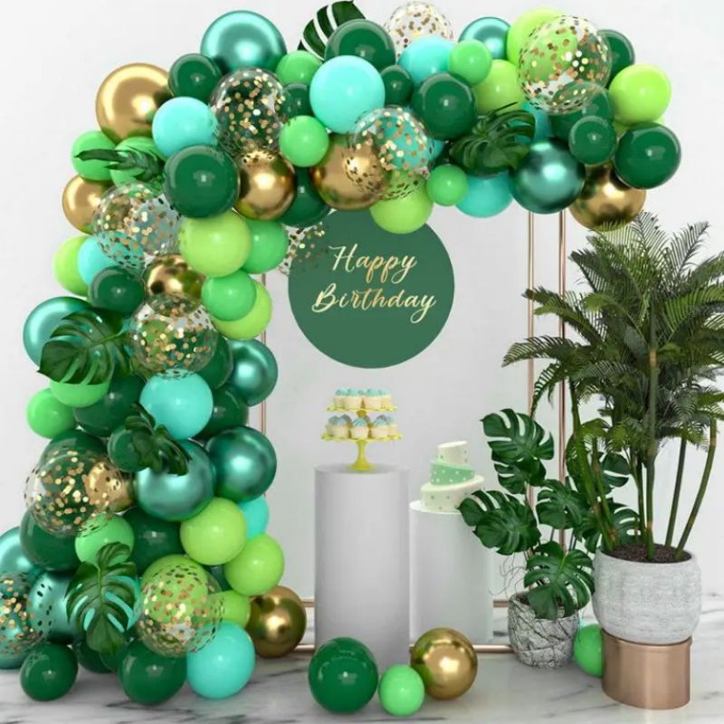 Microstar 145pcs Jungle Party Balloon Arch Green Balloon Garland Kit Decoration for Animal Theme Birthday Party Supplies