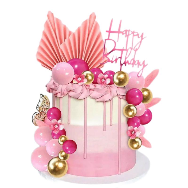Pink Card Birthday Happy Cake Decorative Insert Decoration Internet Celebrity Party Dessert Table