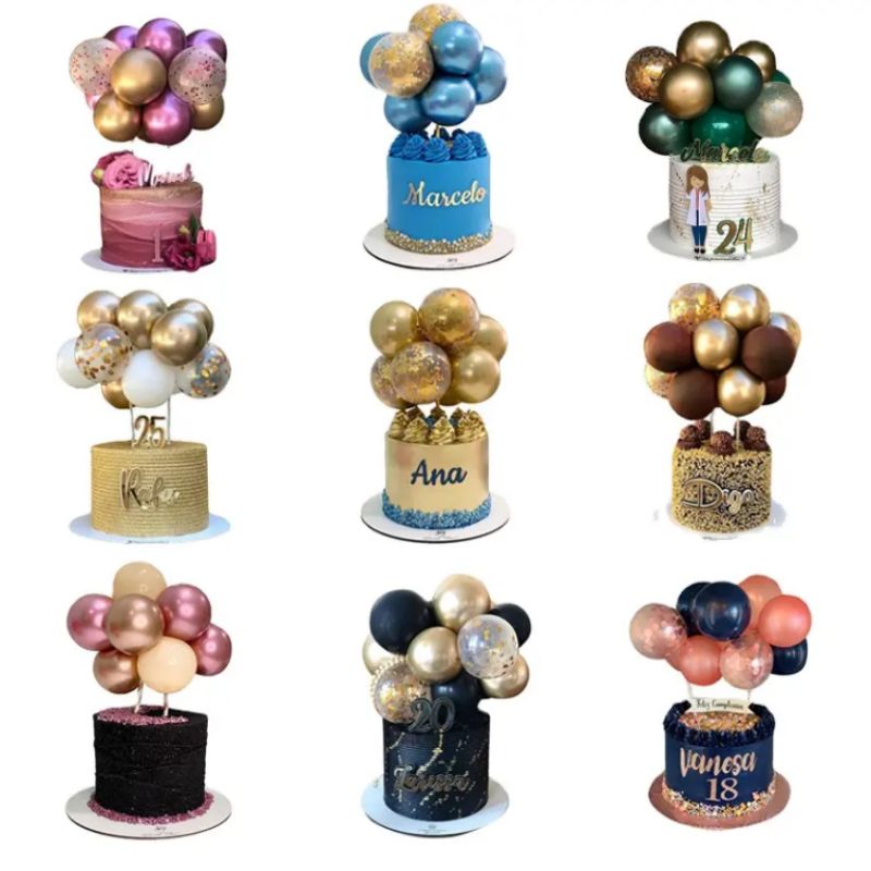 5 Inch Balloon Cake Topper Cloud Shape Confetti Balloon Cake Topper balons for Birthday Baby Shower Wedding Decoration