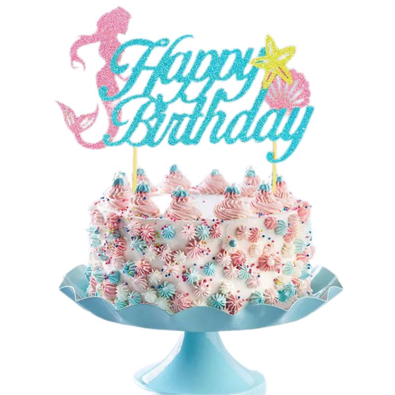 Birthday Supplies HAPPY BIRTHDAY Cake Topper Cake Decorations Mermaid Starfish Shell mini Cake toppers