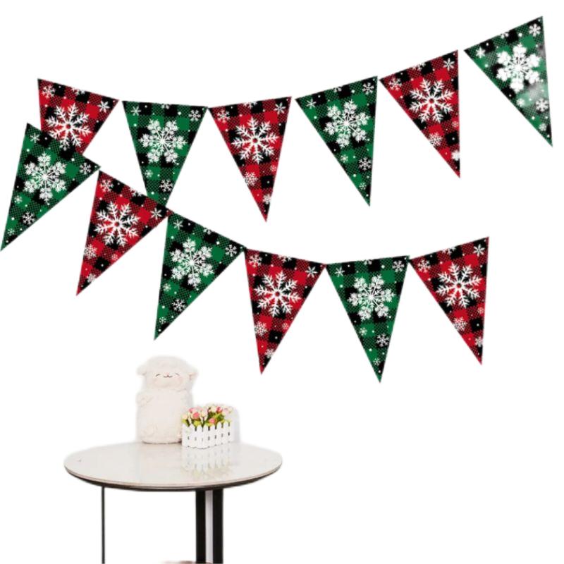 Customizable Snowflake-Shaped Banner Set Merry Christmas Triangle Flag Party Decorations
