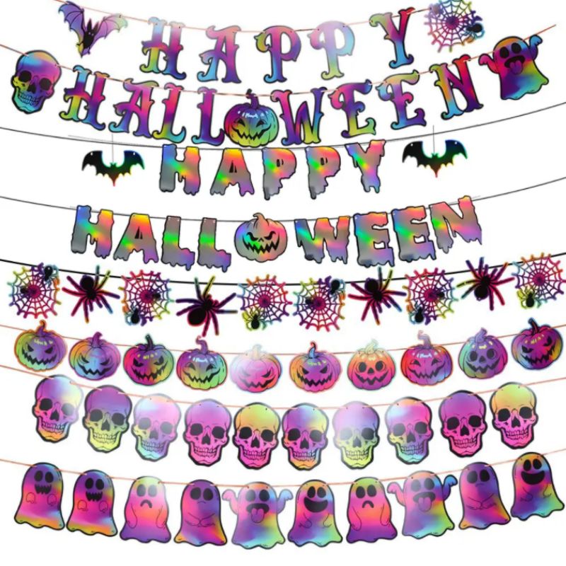 Halloween Glow Banner Hanging Disposable Party Decoration Supplies Wholesale Customised Service Glow-in-the-Dark