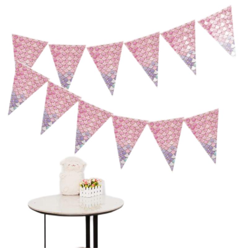 Birthday Party Paper Banner Party Fish Scale Decoration Baby Show Holiday Party Tableware Customized Service