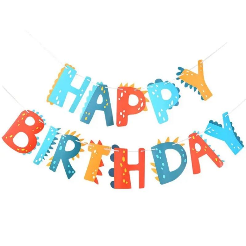 Birthday Party Decoration Happy Birthday Supplies Flag Children Birthday Party Decoration Dinosaur Paper Banner