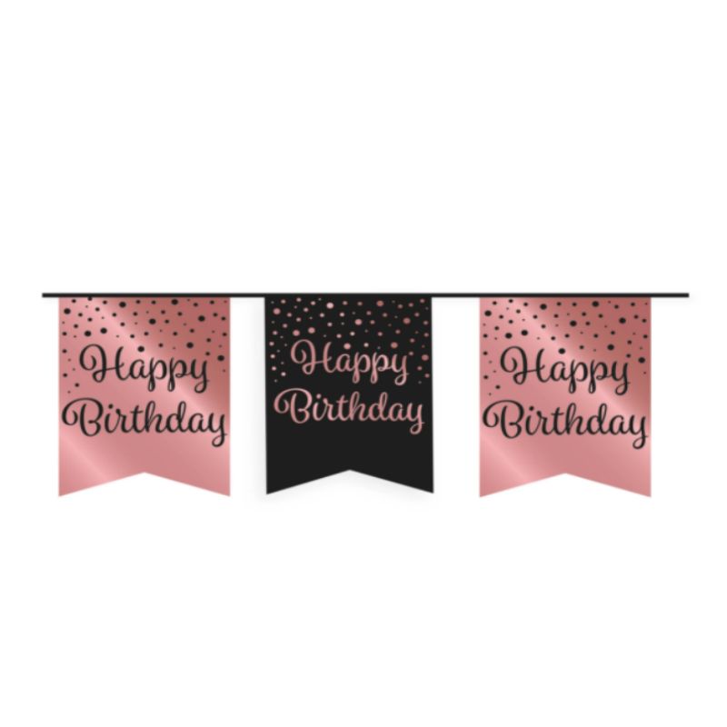 Party Supplies Party Flag Banner Happy Birthday Wall Decoration Rose Black For Any Birthday 6 M Of Party Flags Duplex Printed